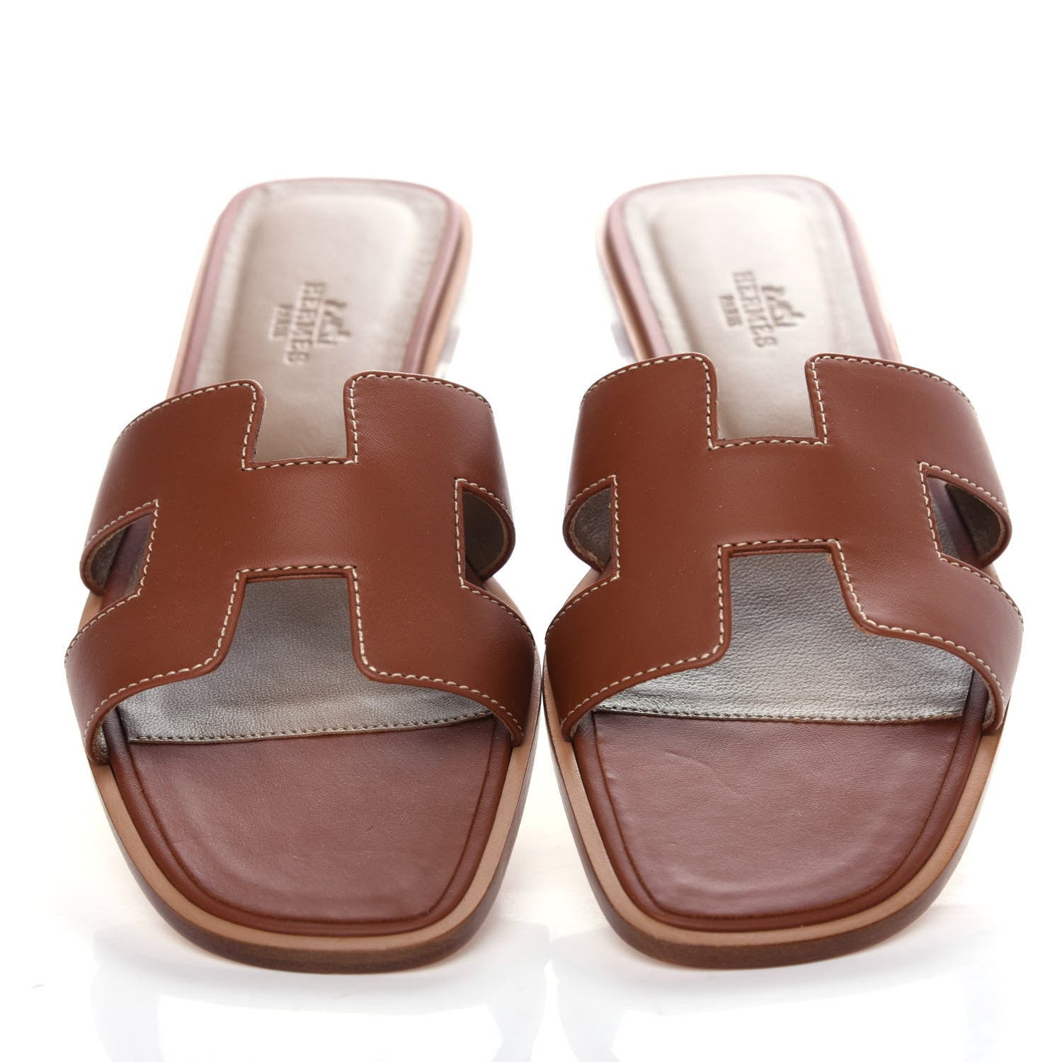 Hermes Box Calfskin Oran Sandals 38 Gold 5 of 11