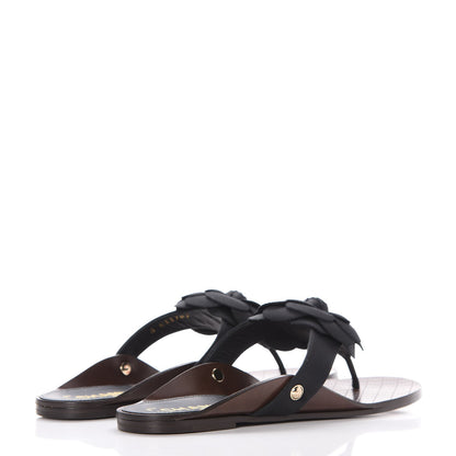 Chanel Grosgrain Camellia Thong Sandals 39 Black 4 of 9