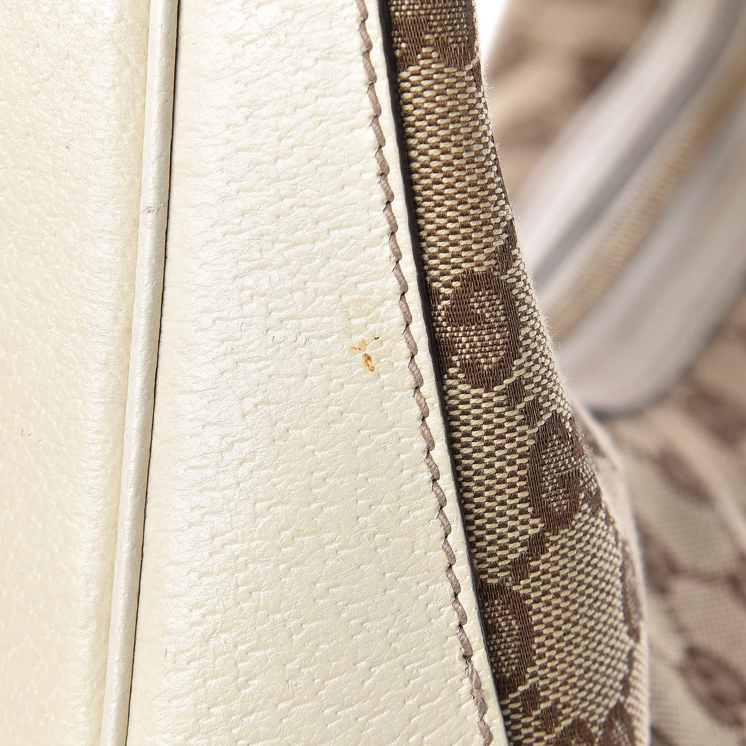 Gucci Monogram Calfskin Horsebit Hobo Off White 3 of 13
