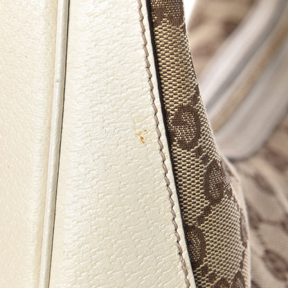 Gucci Monogram Calfskin Horsebit Hobo Off White 3 of 13
