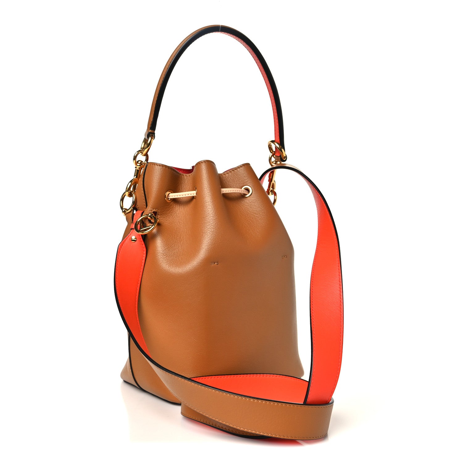 Fendi Vitello Grace F is Fendi Stamp Patch Perforated Small Mon Tresor Bucket Bag Nocciola 3 of 9