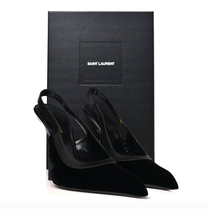 Saint Laurent Velluto Master Raso Regale Victoire 115 Slingback Pumps 38.5 10 of 10