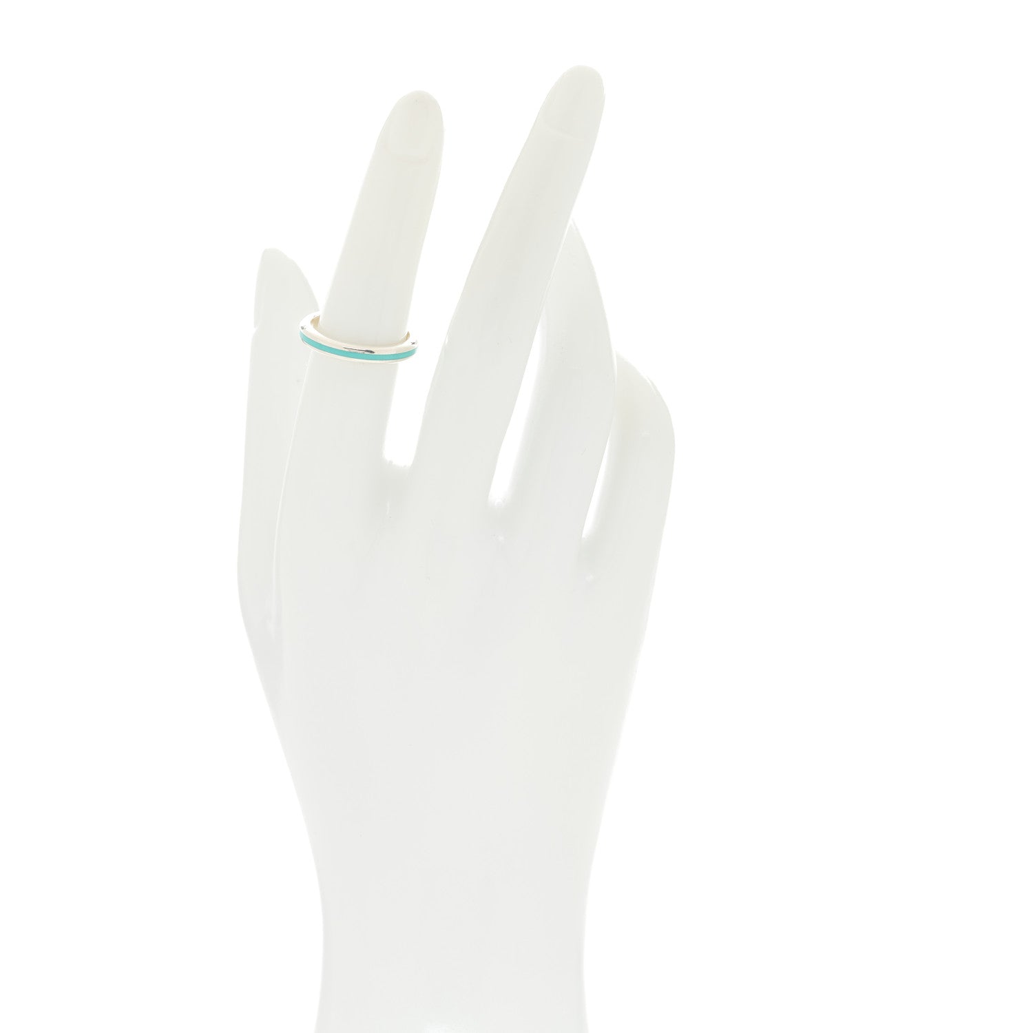 Tiffany Sterling Silver Enamel Stackable Ring Blue 52 6 2 of 5