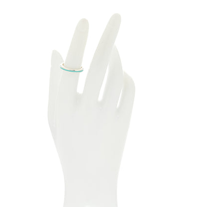 Tiffany Sterling Silver Enamel Stackable Ring Blue 52 6 2 of 5