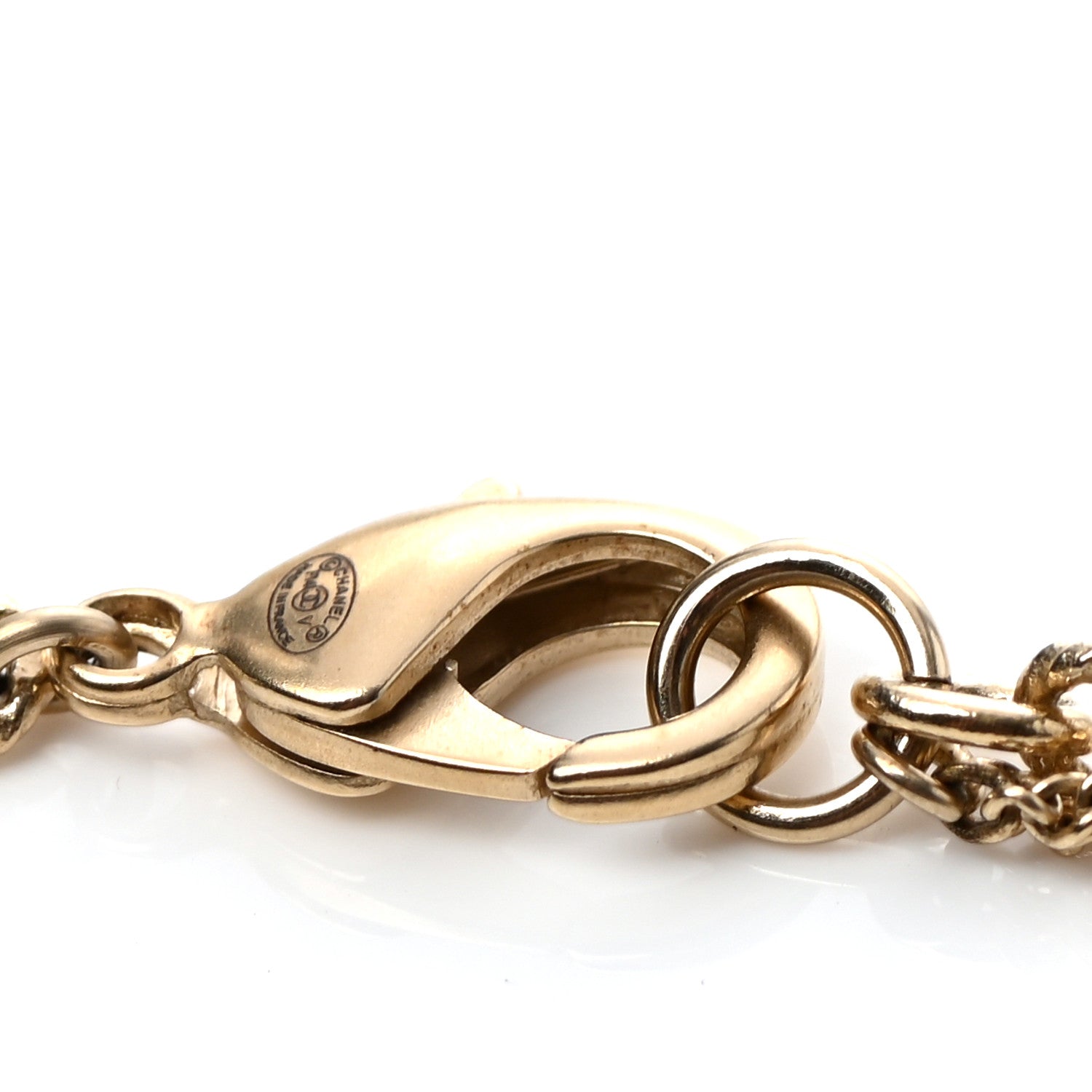 Chanel Graduated Pearl Crystal Twisted CC Long Necklace Gold 4 of 5