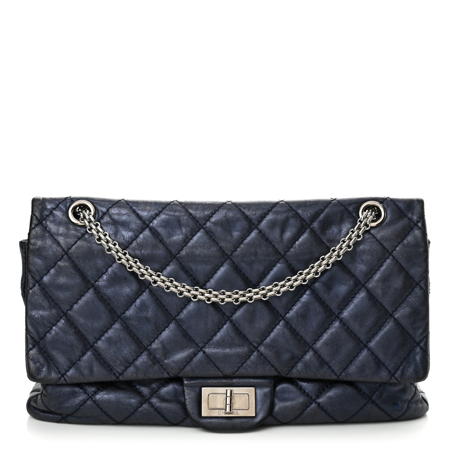 Metallic Aged Calfskin Quilted 2.55 Reissue 227 Flap Blue
