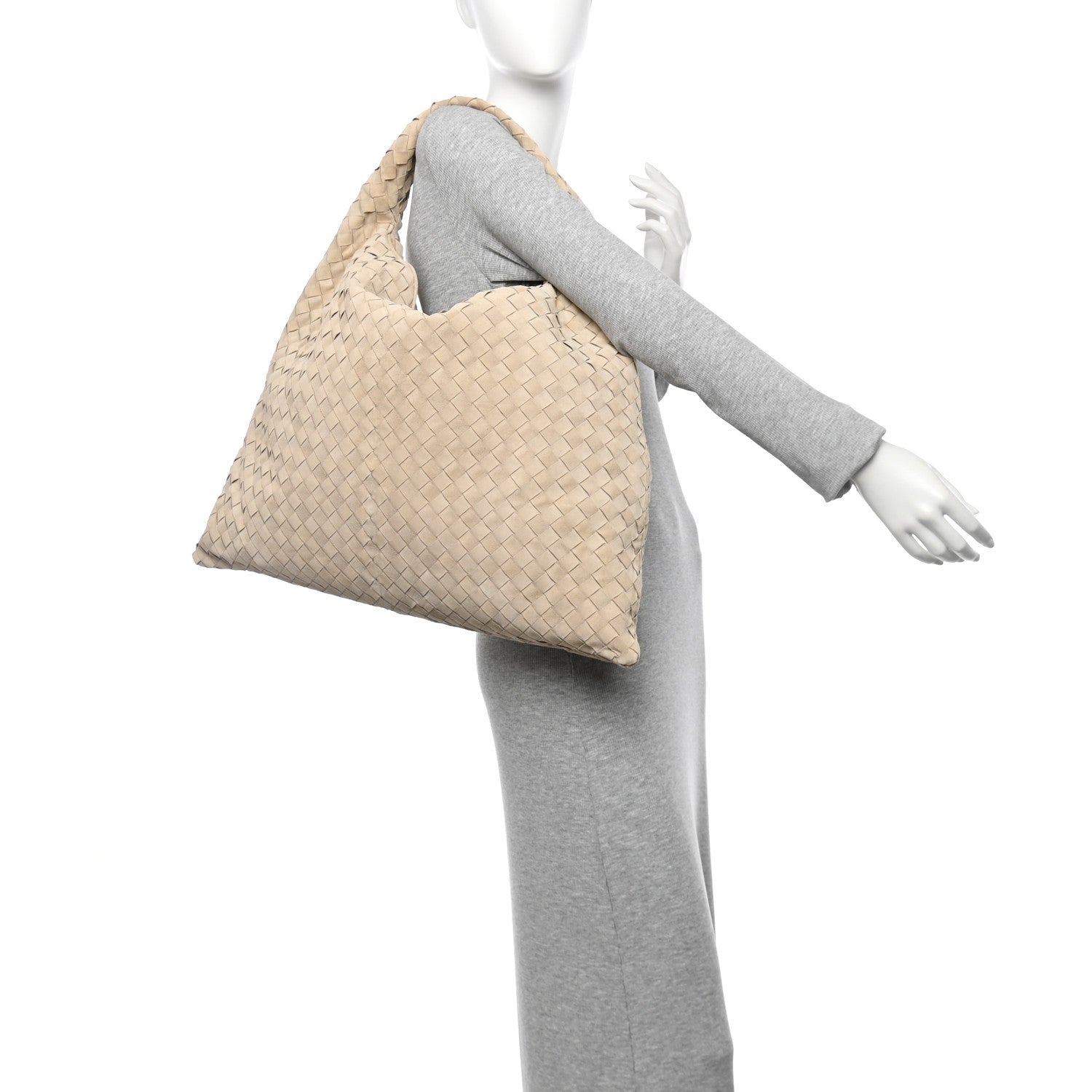 Bottega Veneta Suede Intrecciato Large Hop Ecru 2 of 10