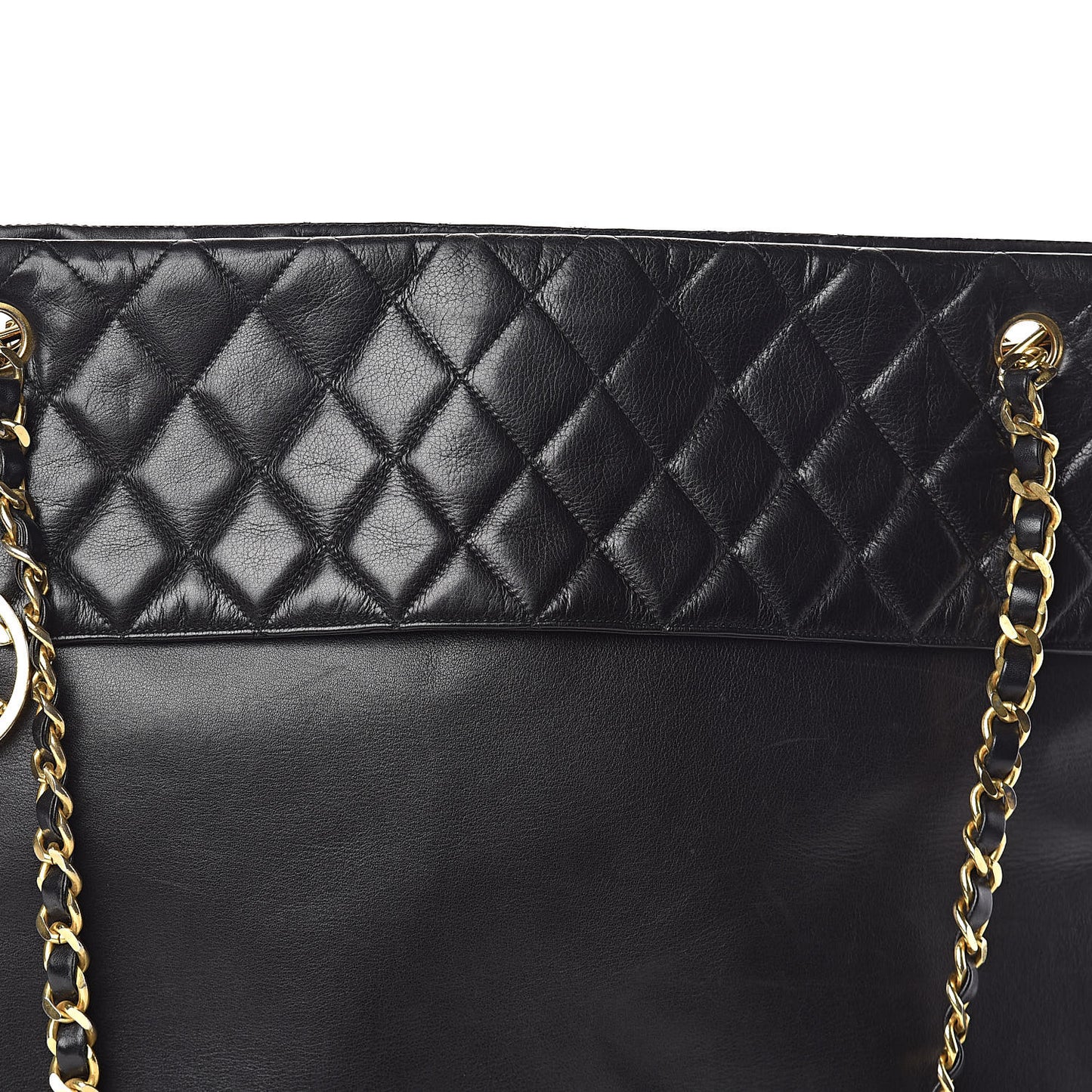 Calfskin Quilted Large Shoulder Bag Black