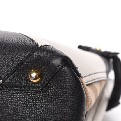 Burberry Grainy Calfskin Patchwork Medium Banner Tote Black White 16 of 22