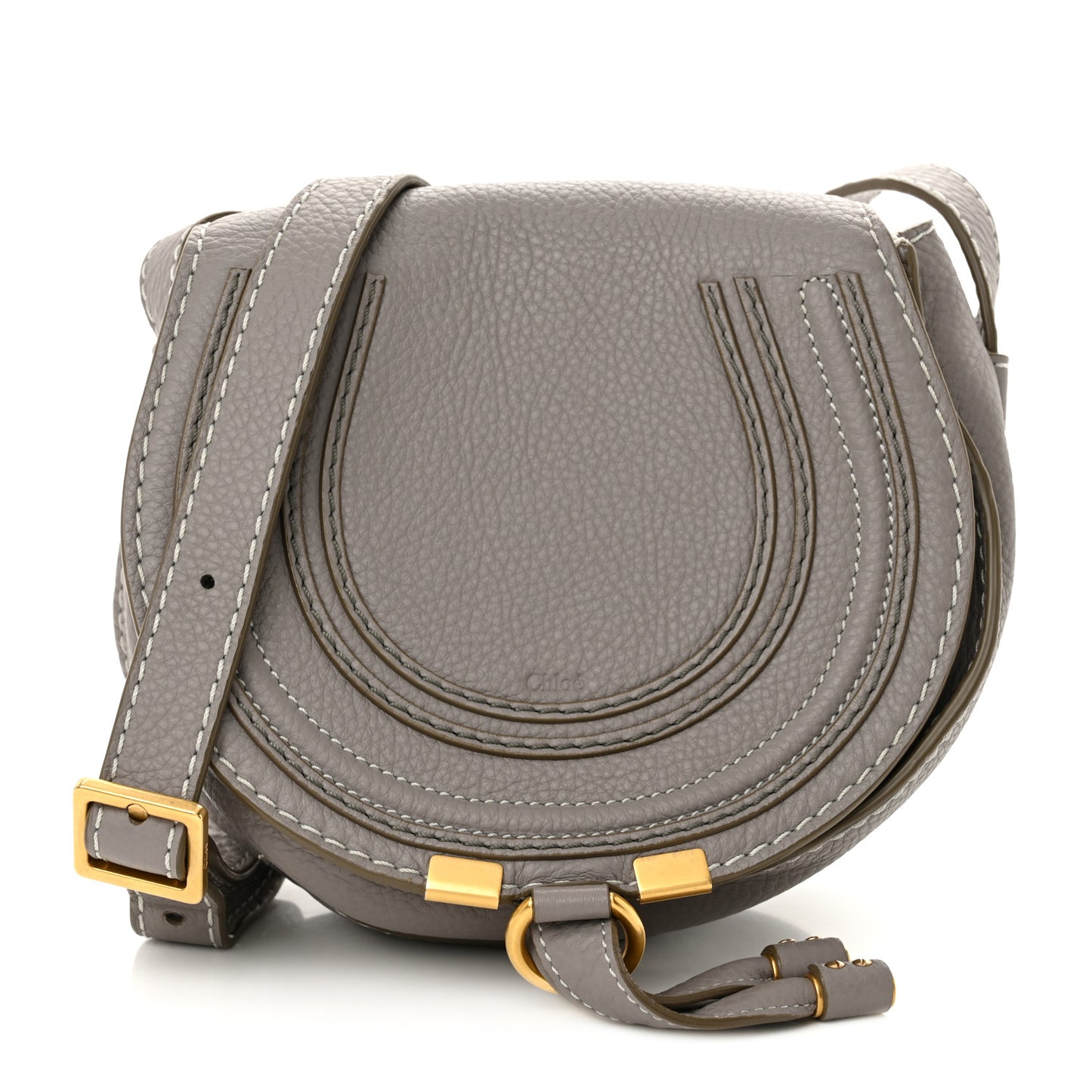 Calfskin Mini Marcie Round Crossbody Bag Cashmere Grey