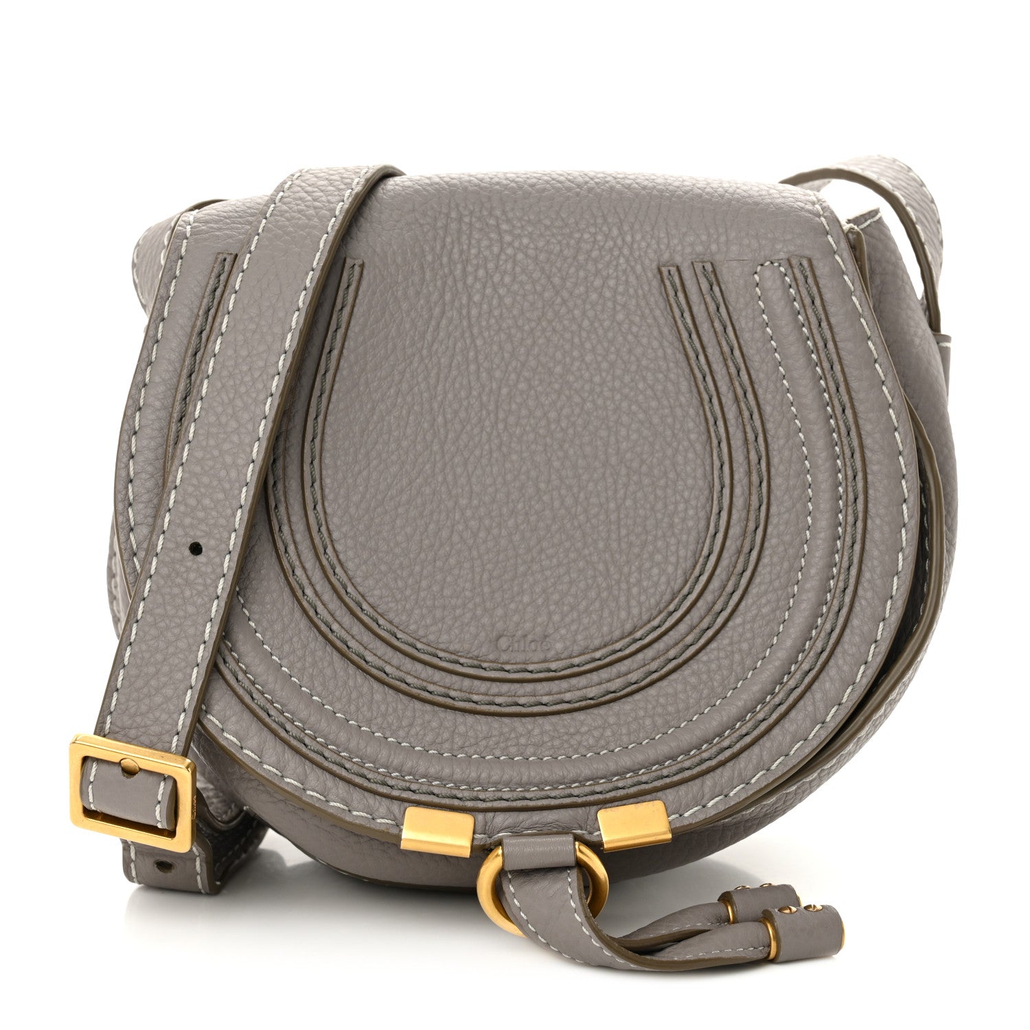 Chloe Calfskin Mini Marcie Round Crossbody Bag Cashmere Grey 1 of 9