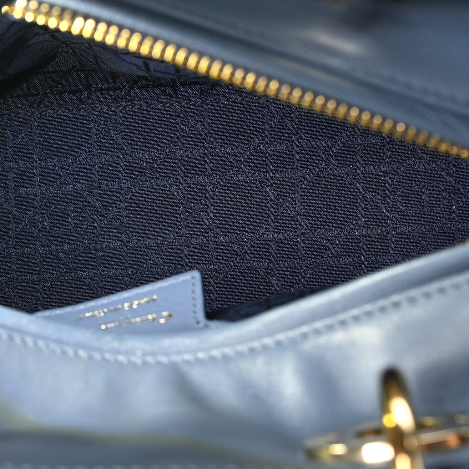 Christian Dior Lambskin Cannage Medium Lady Dior Denim Blue 5 of 12