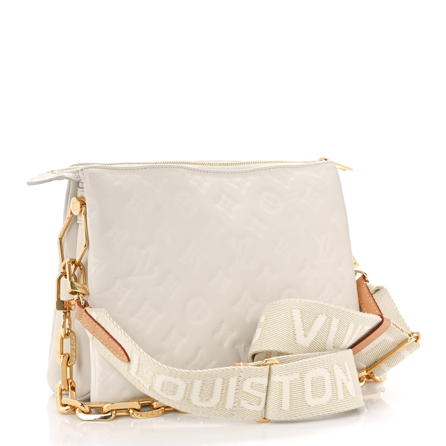 Louis Vuitton Lambskin Embossed Monogram Coussin PM Beige Cream 3 of 8