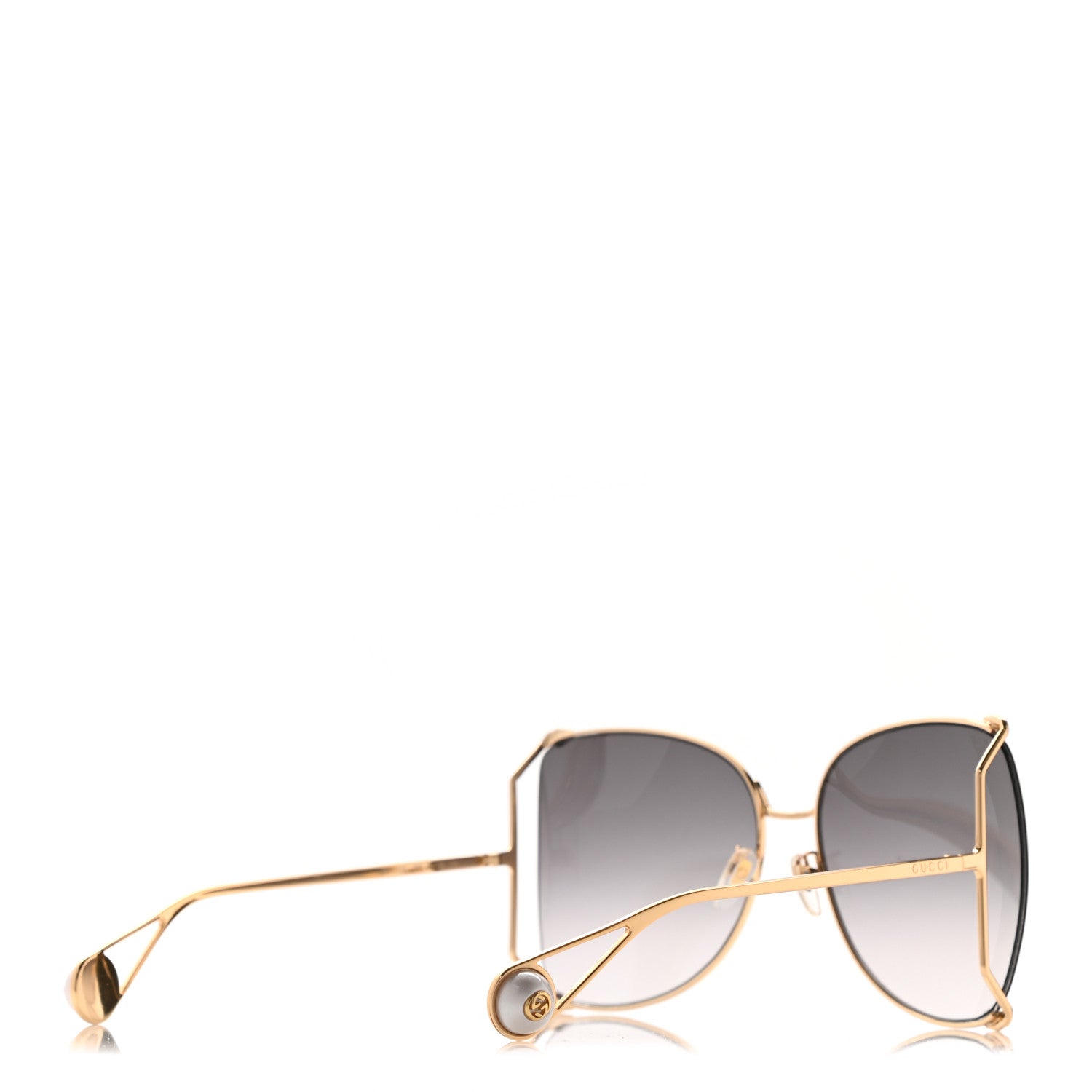 Gucci Metal Oversized Round Sunglasses GG0252S Gold 4 of 7