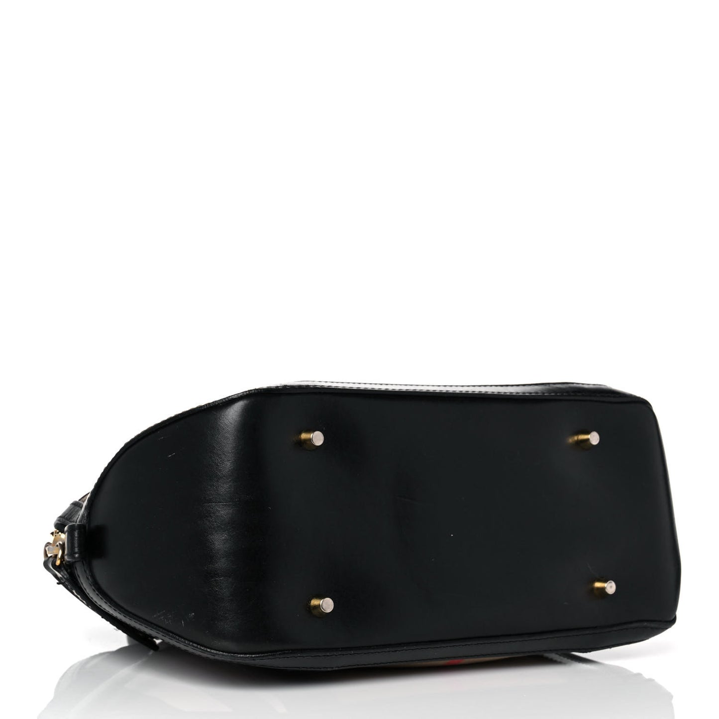 Bridle Calfskin House Check Small Orchard Bowling Bag Black