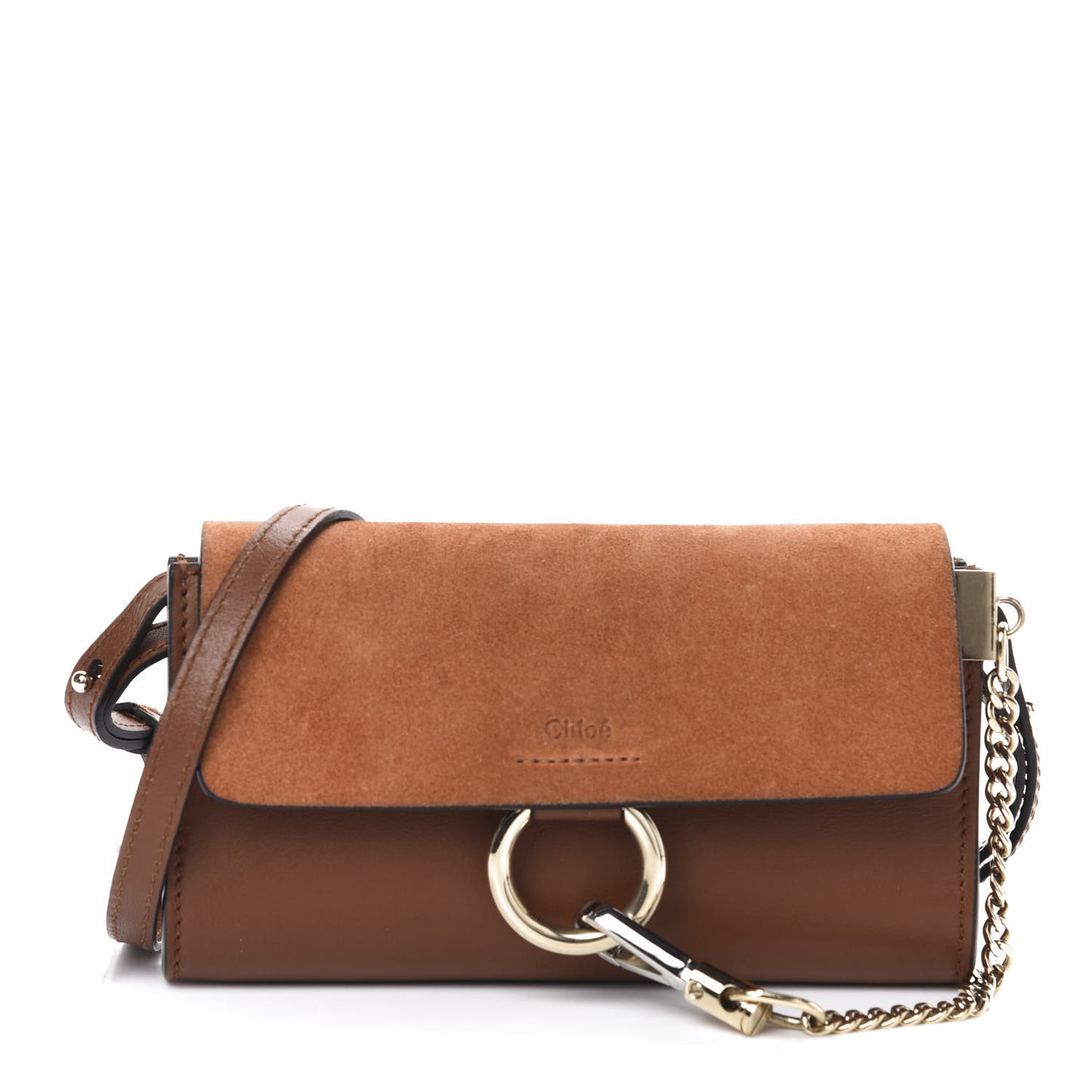 Suede Calfskin Mini Faye Shoulder Bag Tobacco