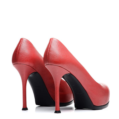 Saint Laurent Vernigolf Tribtoo 80 Platform Pumps 39 Red 4 of 8