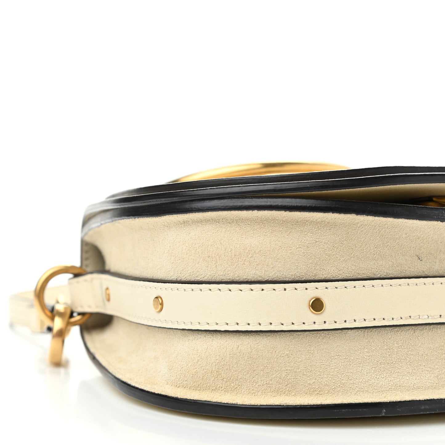 Calfskin Suede Small Nile Bracelet Bag Off White