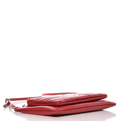 Gucci Calfskin Matelasse Small GG Marmont Double Zip Shoulder Bag Hibiscus Red 4 of 10