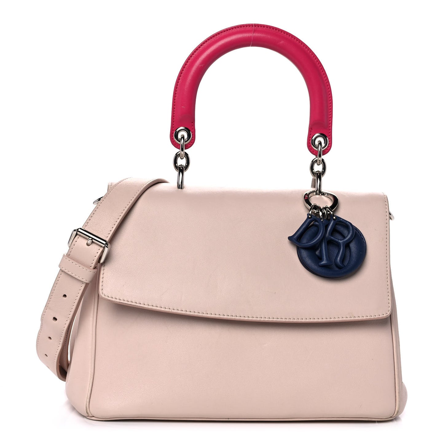 Smooth Calfskin Medium Be Dior Flap Pink Blue