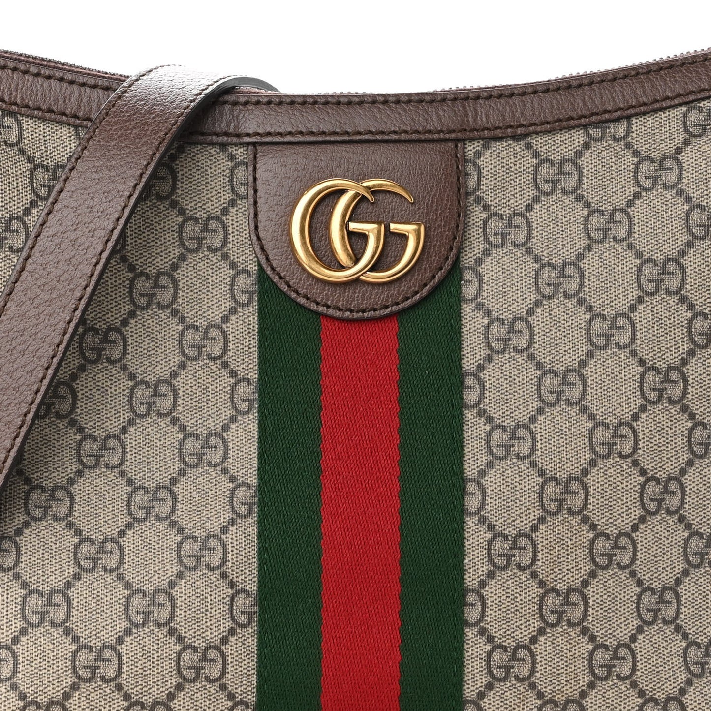 GG Supreme Monogram Web Small Ophidia Half Moon Hobo Brown