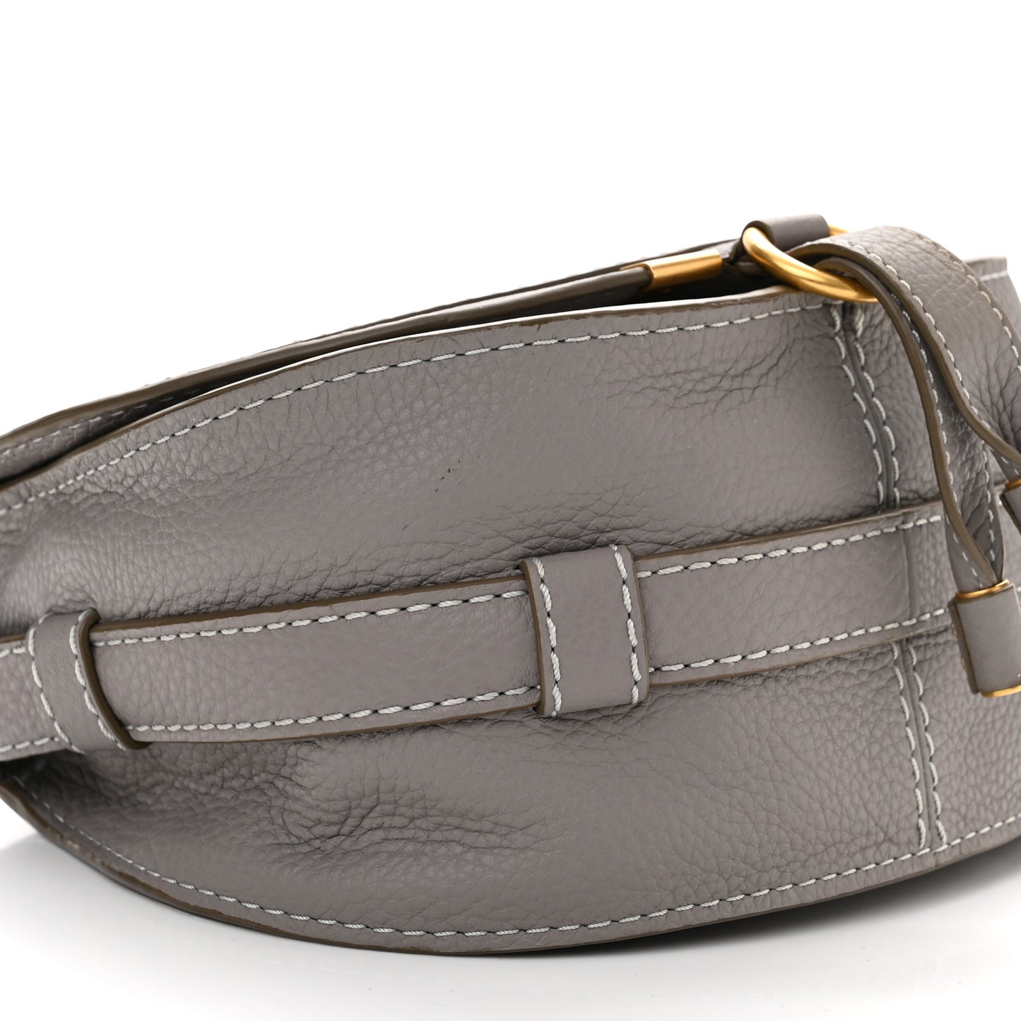 Calfskin Mini Marcie Round Crossbody Bag Grey