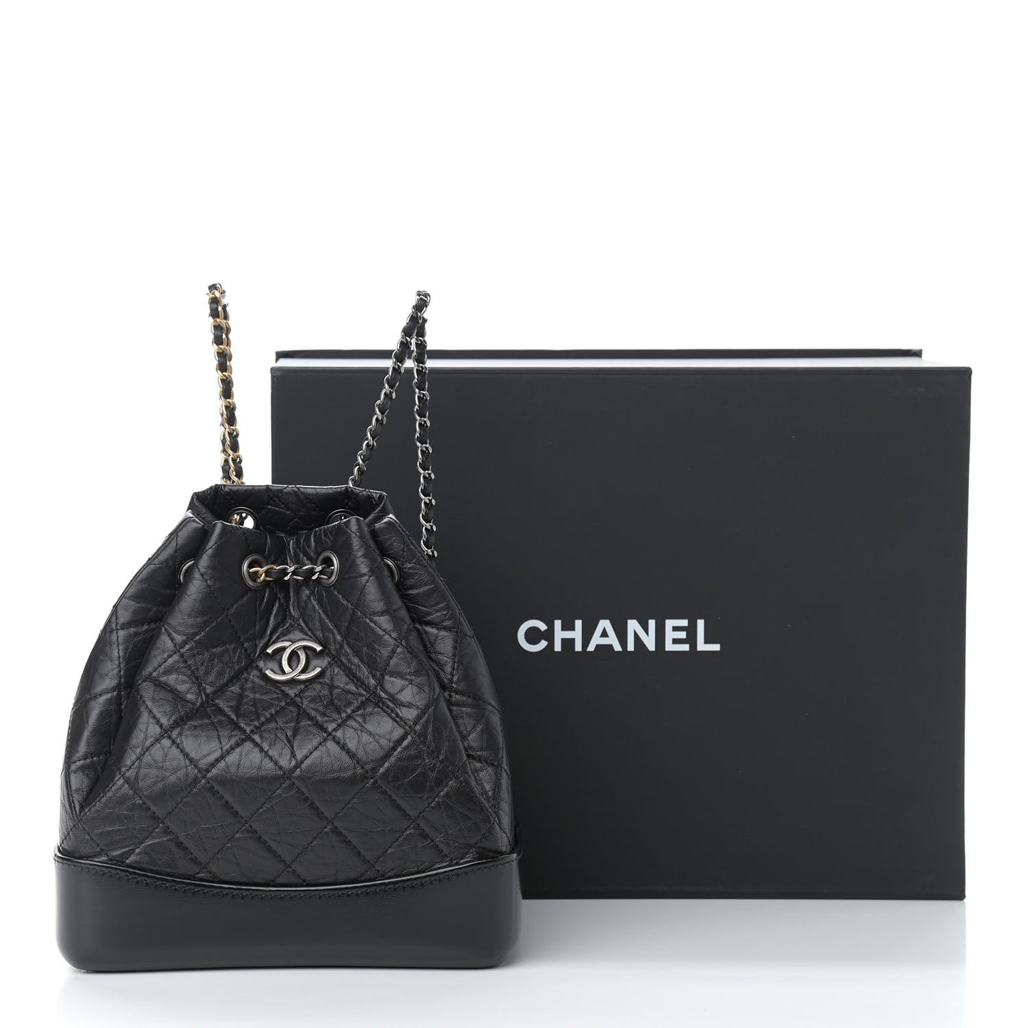 Aged Calfskin Quilted Small Gabrielle Backpack Black