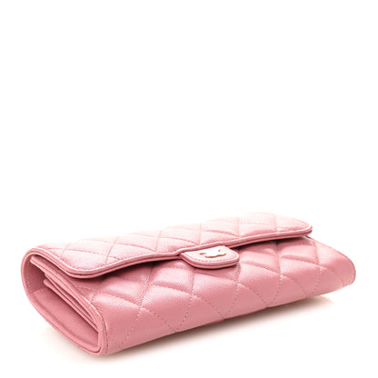 Chanel Caviar Quilted Large Gusset Flap Wallet Pink 3 of 8