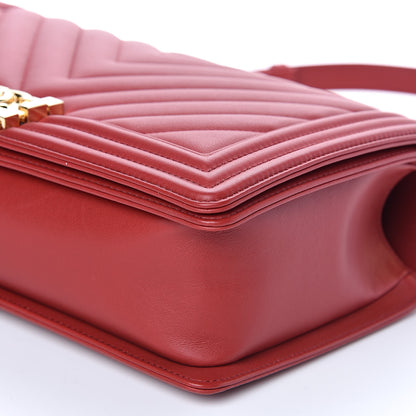 Chanel Calfskin Chevron Quilted New Medium Boy Flap Red 9 of 11