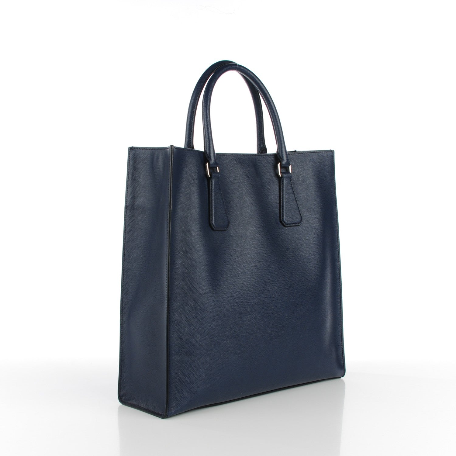 Prada Saffiano Cuir Double Handle Tote Baltico 3 of 8