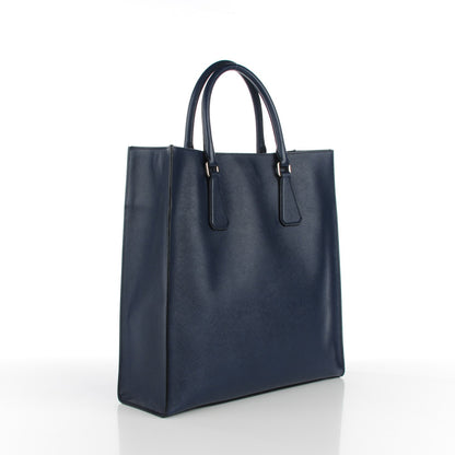 Prada Saffiano Cuir Double Handle Tote Baltico 3 of 8