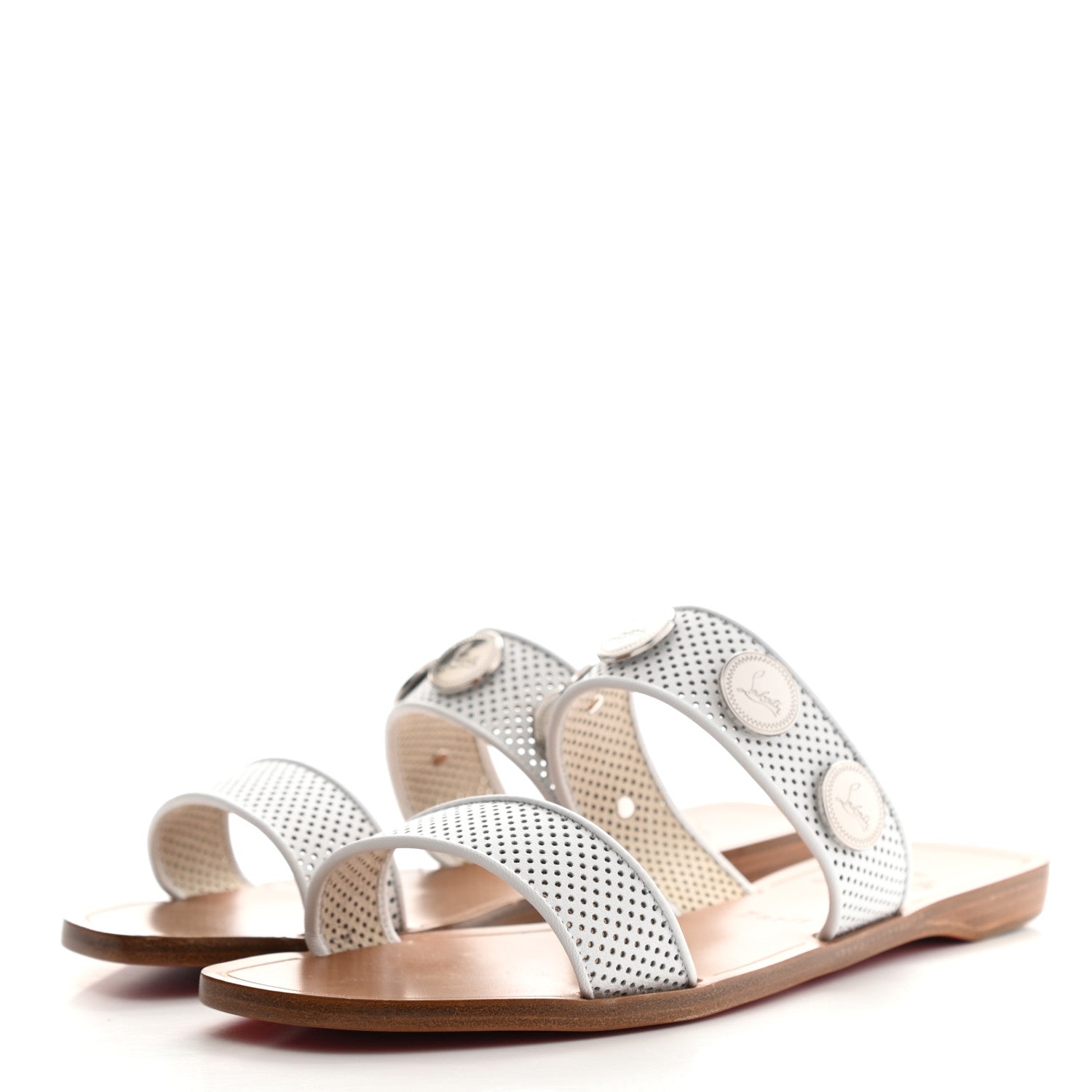 Christian Louboutin Nappa Perforated Bitcorn Slide Sandals 36.5 White 3 of 7