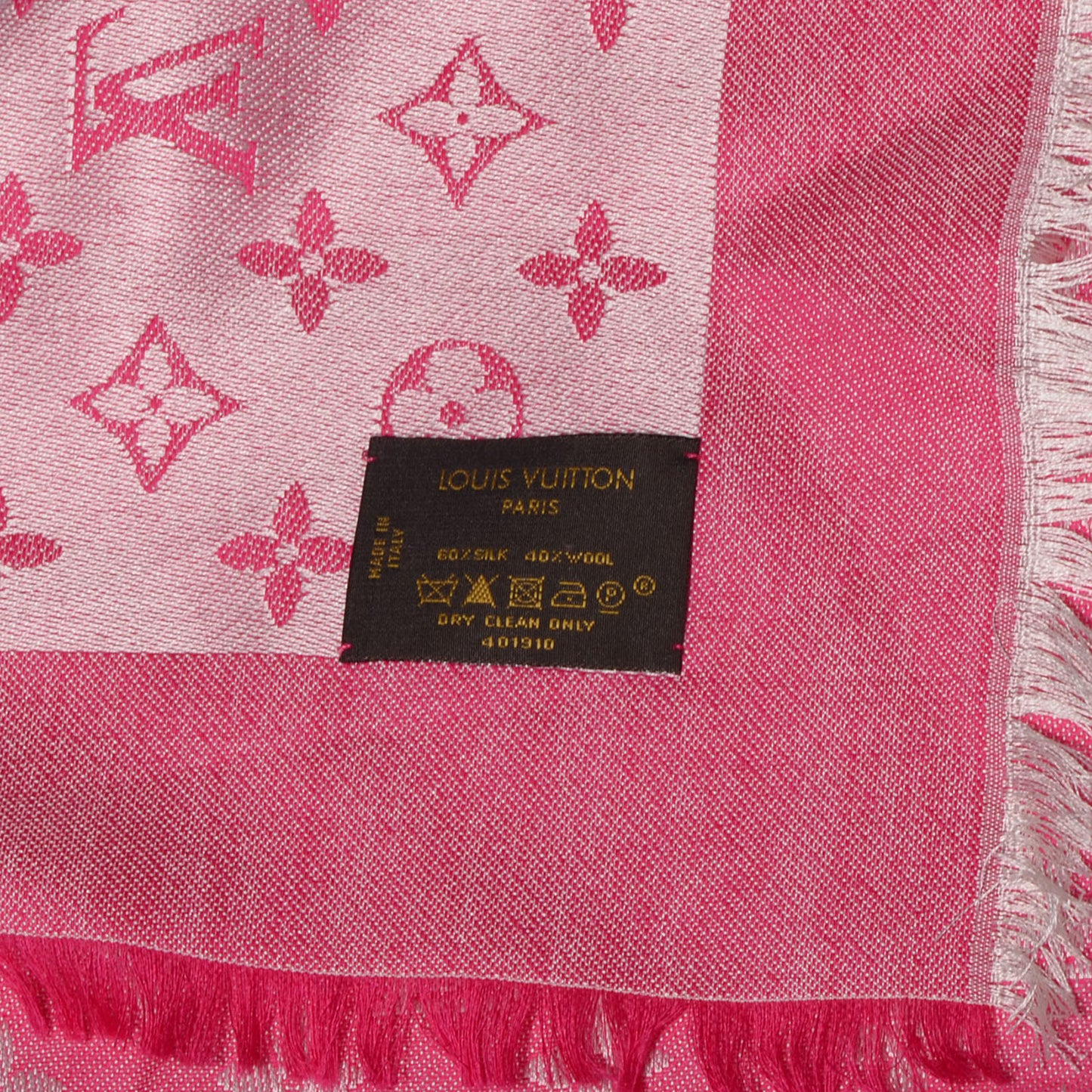 Silk Wool Monogram Denim Shawl Pivoine