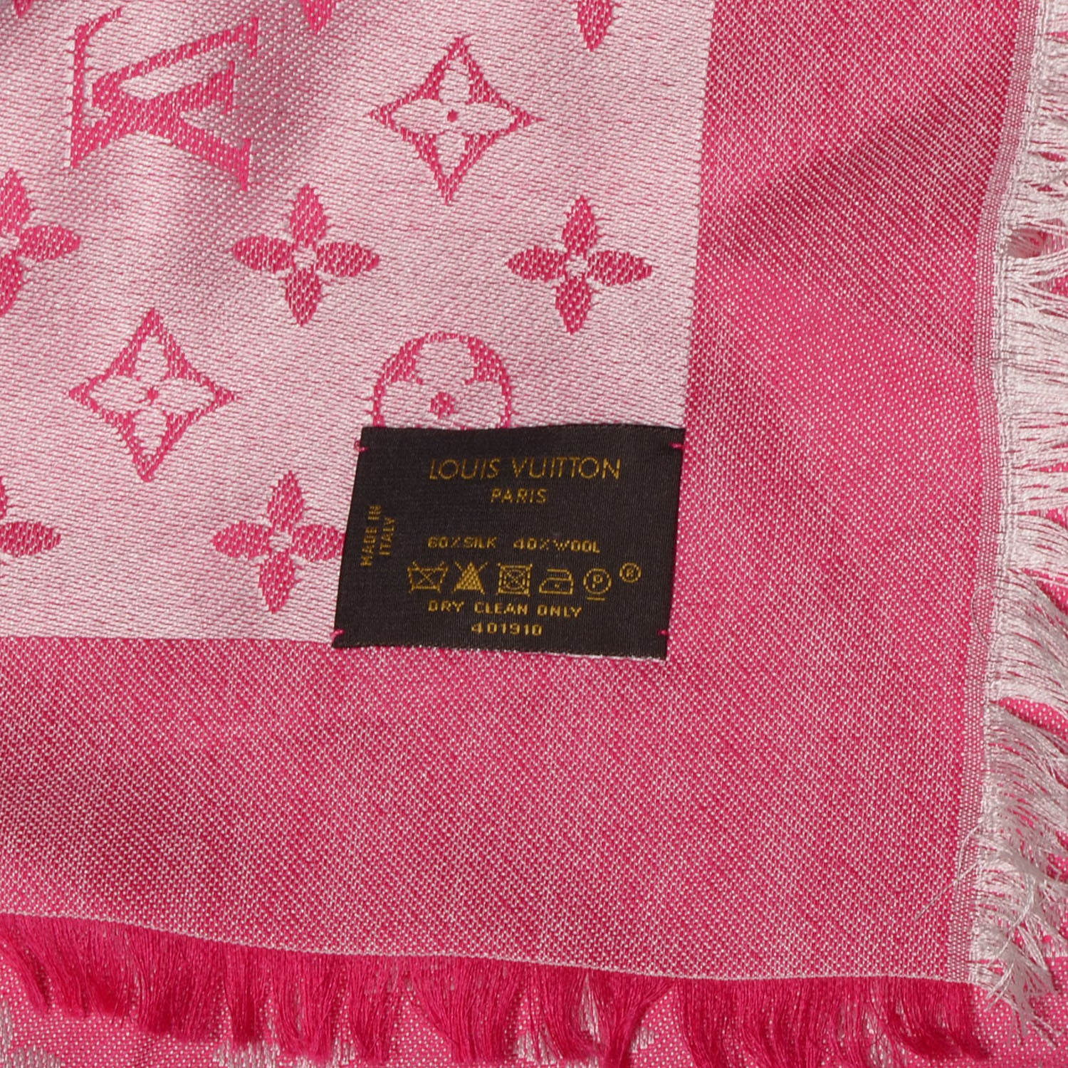 Louis Vuitton Silk Wool Monogram Denim Shawl Pivoine 5 of 5