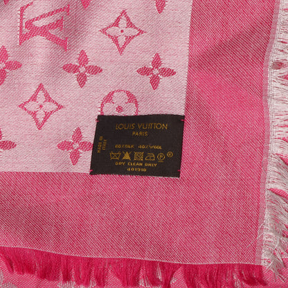 Louis Vuitton Silk Wool Monogram Denim Shawl Pivoine 5 of 5