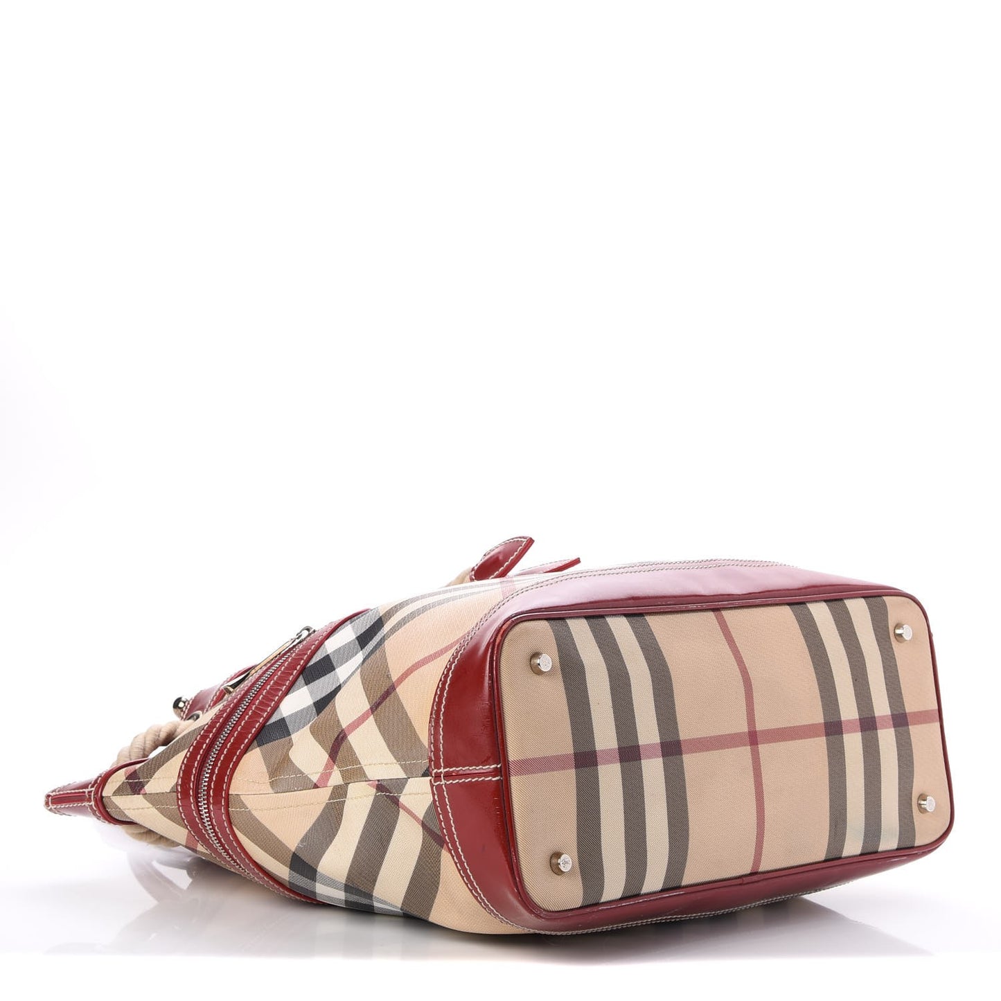 Patent Nova Check Nautical Tote Berry Red