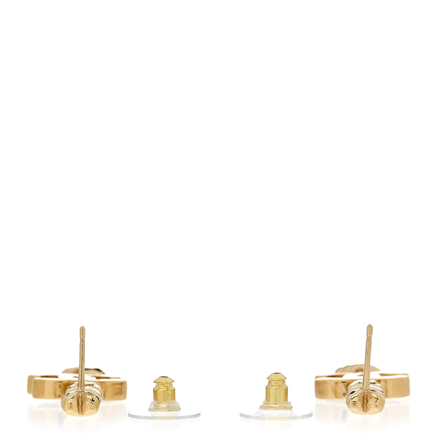 Metal Crystal CC Heart Long Drop Earrings Gold