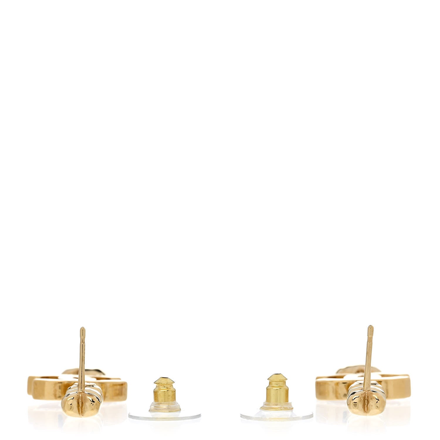 Chanel Metal Crystal CC Heart Long Drop Earrings Gold 3 of 5