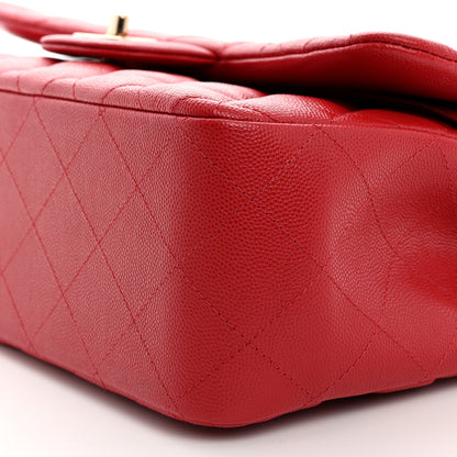 Chanel Caviar Quilted Jumbo Double Flap Red 10 of 10
