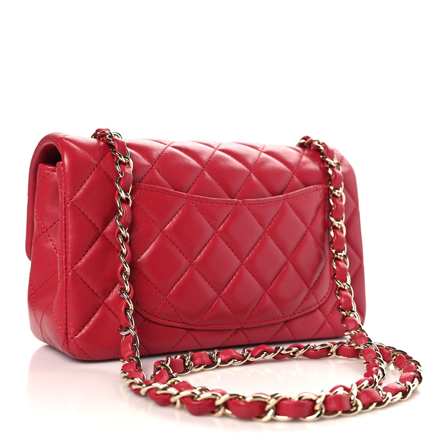 Lambskin Quilted Mini Rectangular Flap Red