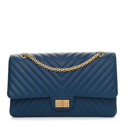 Chanel Sheepskin Chevron Quilted 2.55 Reissue 227 Flap Blue 1 of 9