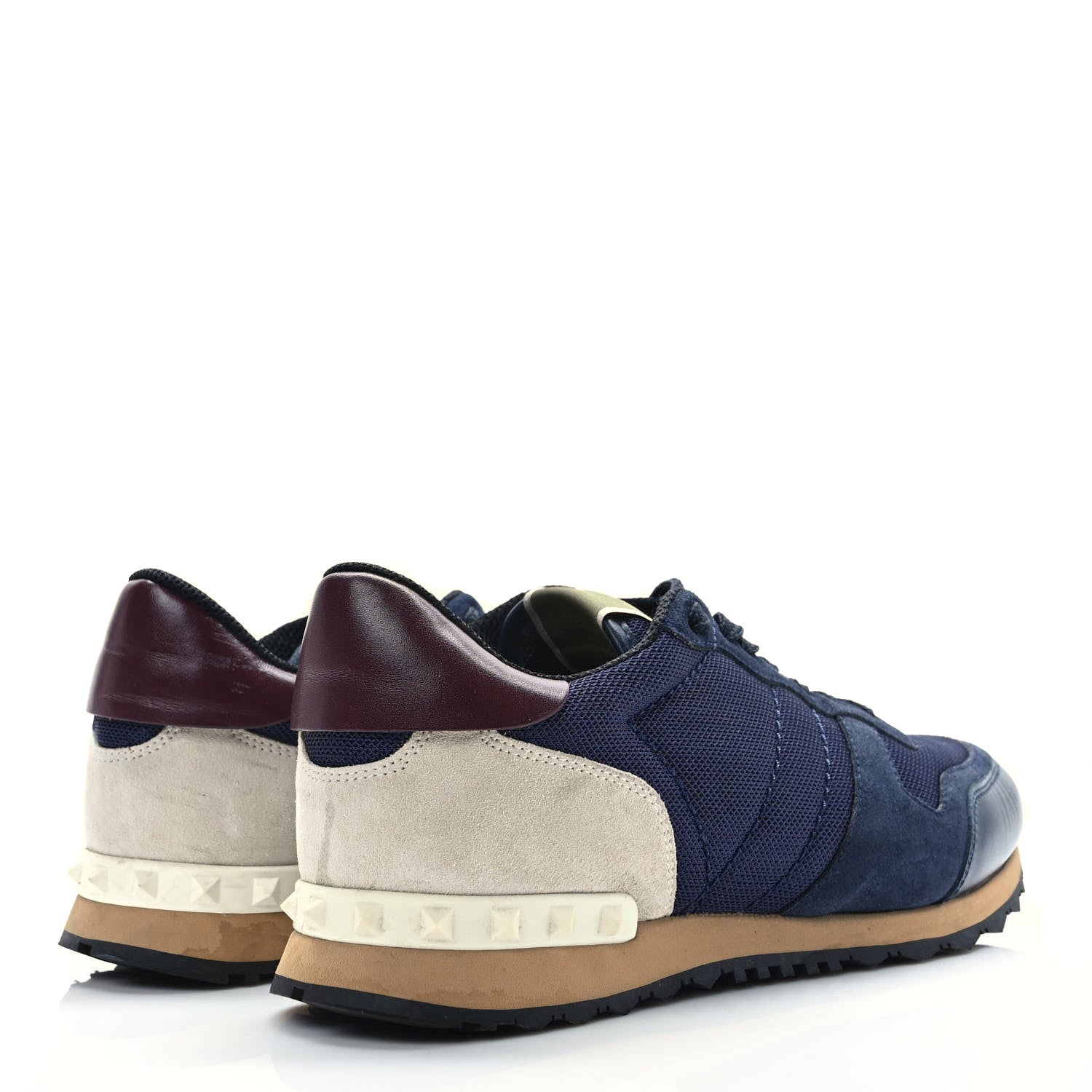 Valentino Garavani Nylon Suede Mens Rockrunner Sneakers 42 Navy 4 of 9