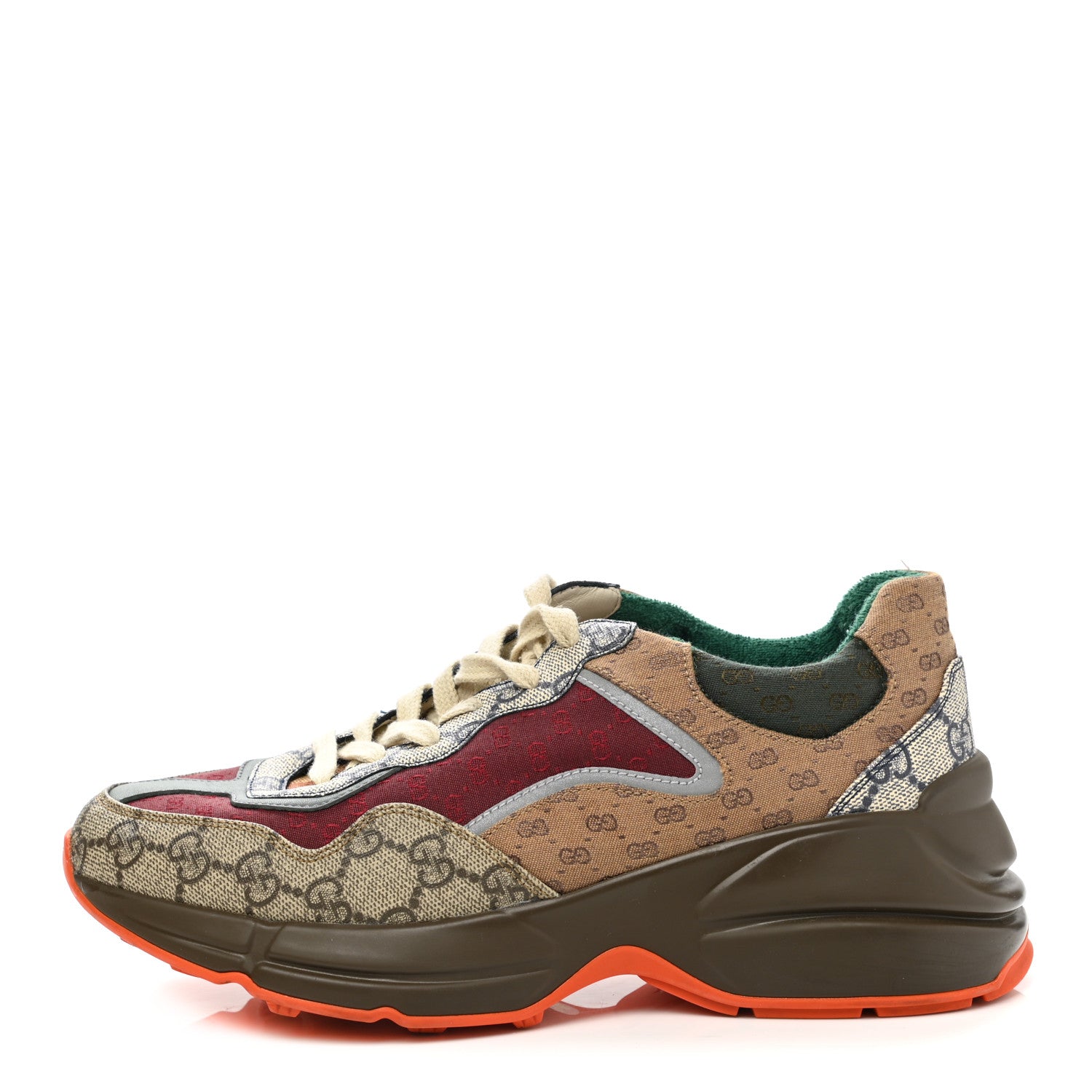 Gucci GG Supreme Monogram Mix Monogram Womens Rhyton Sneakers 39.5 Bordeaux Beige Ebony 1 of 13