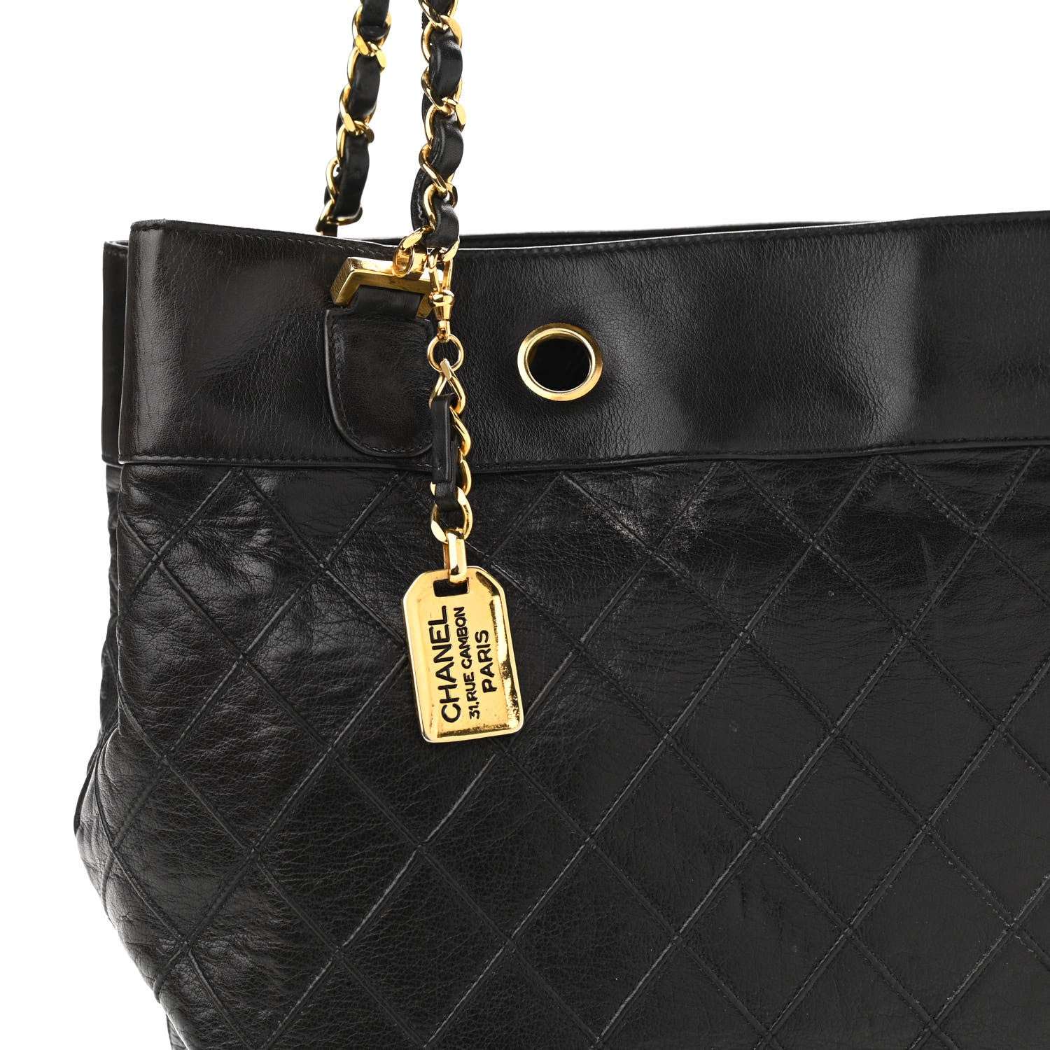 Chanel Lambskin Stitched Shopper Tote Black 10 of 10