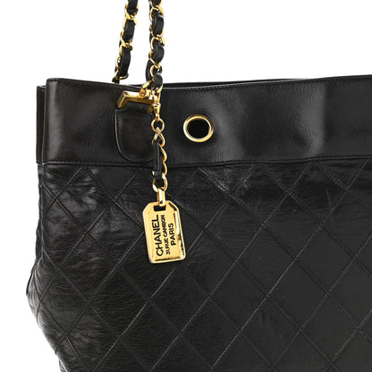 Chanel Lambskin Stitched Shopper Tote Black 10 of 10
