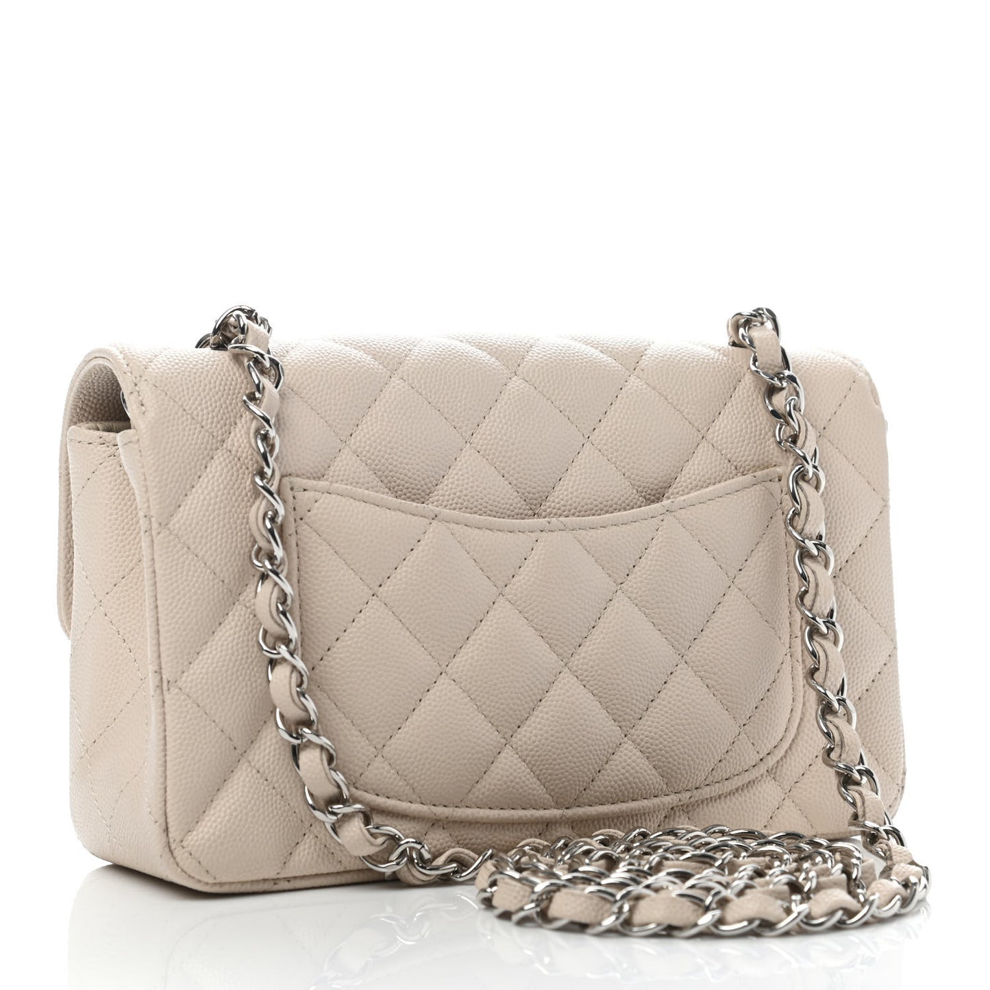 Caviar Quilted Mini Rectangular Flap White
