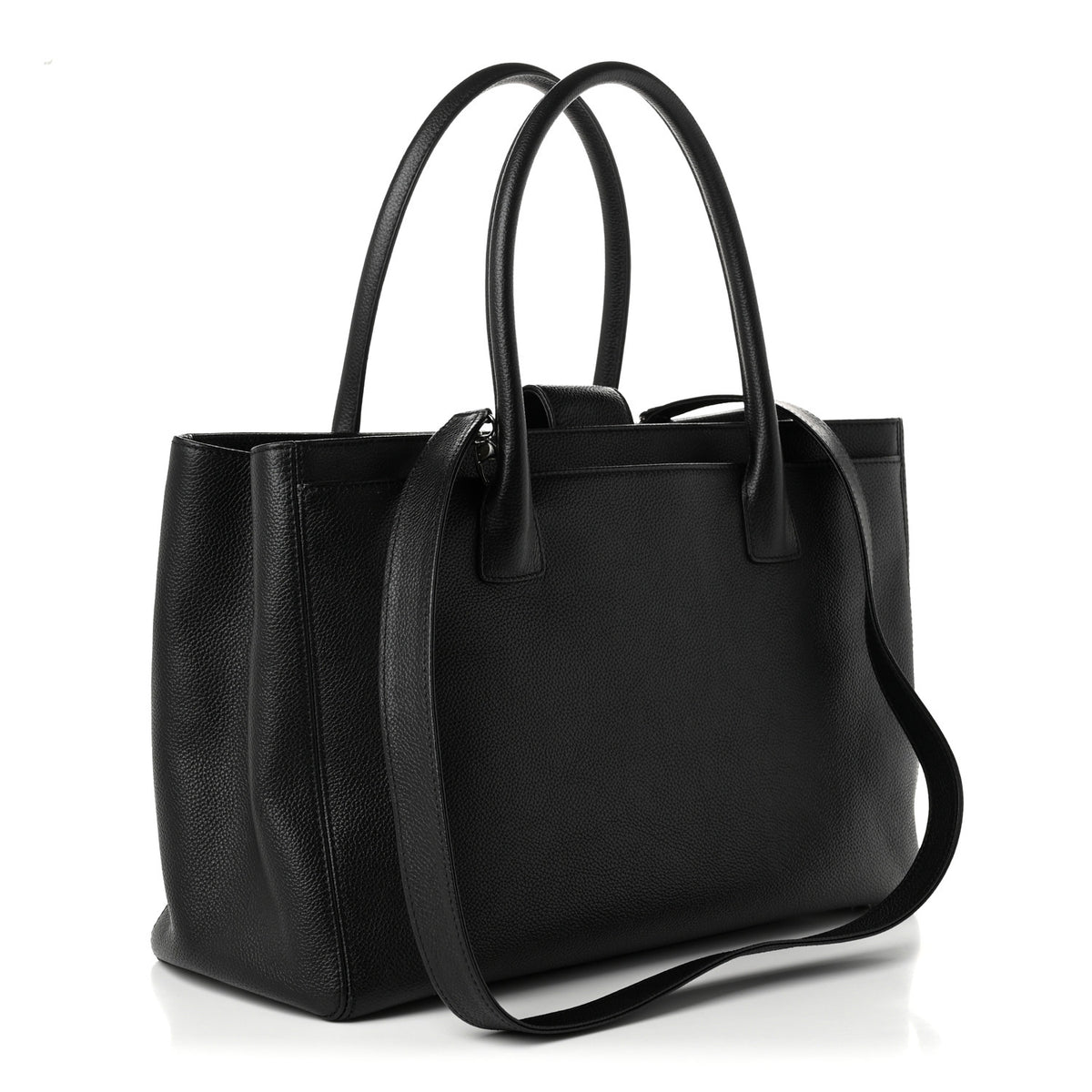 Calfskin Cerf Executive Shopper Tote Black