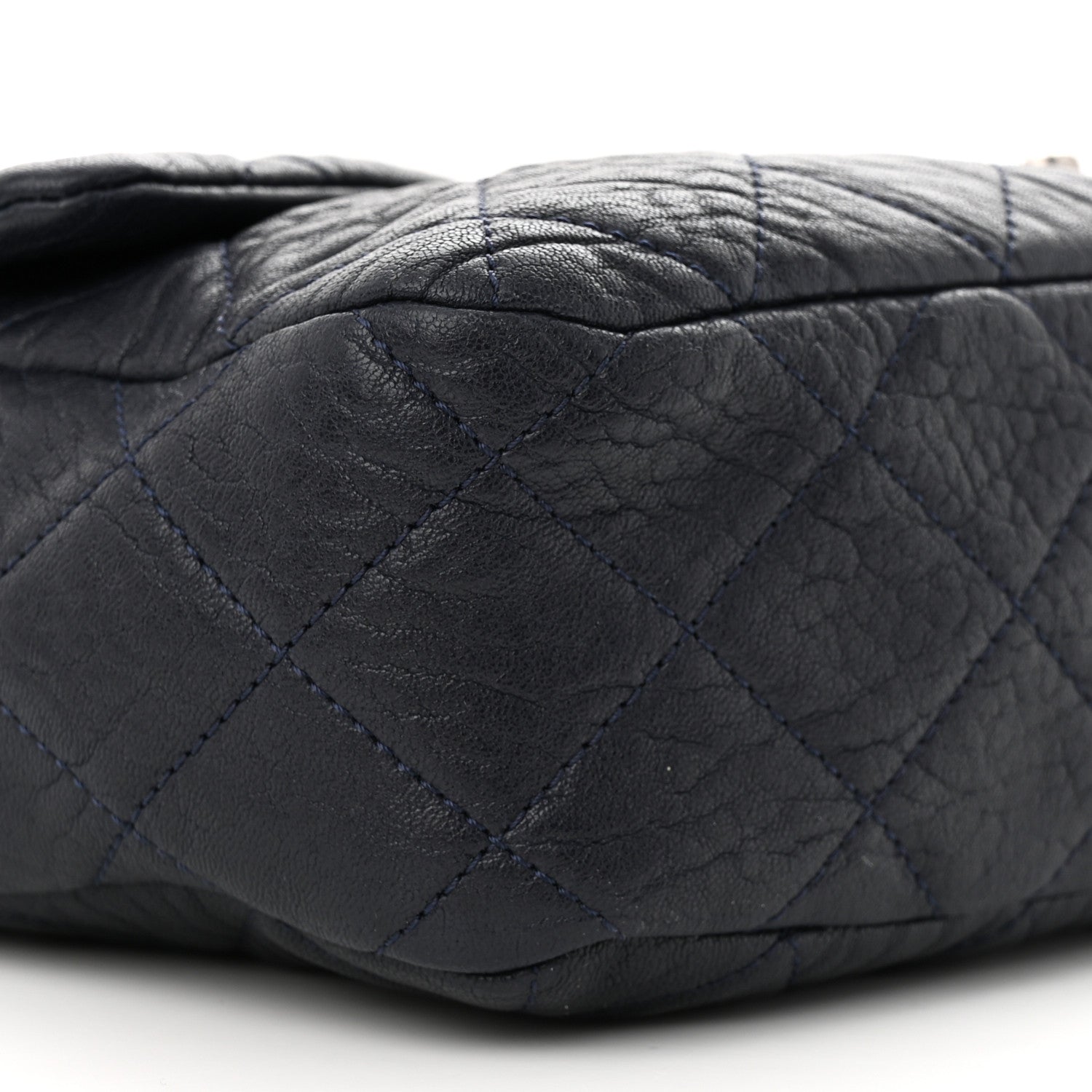 Chanel Sheepskin Quilted Jumbo Easy Flap Navy Blue 10 of 12