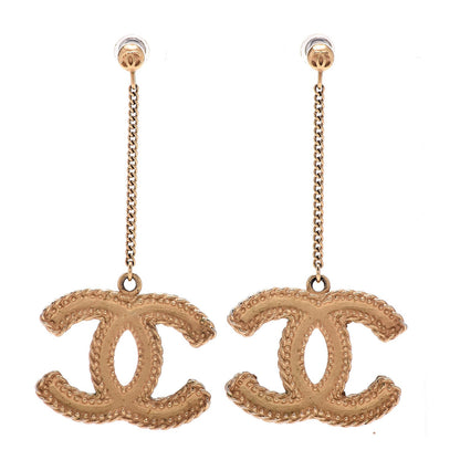 Chanel CC Drop Earrings Matte Gold 1 of 5