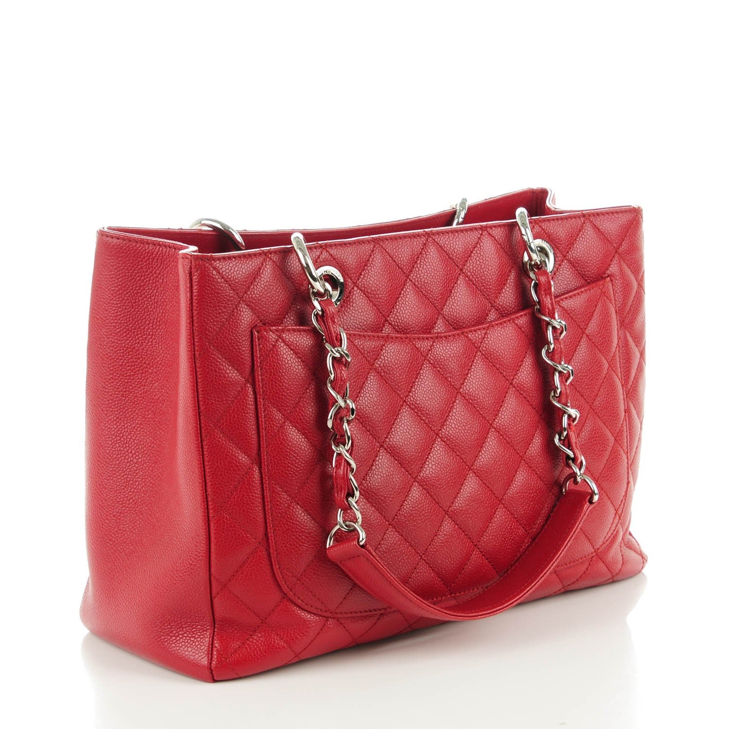 Chanel Caviar Quilted Grand Shopping Tote GST Red 3 of 7